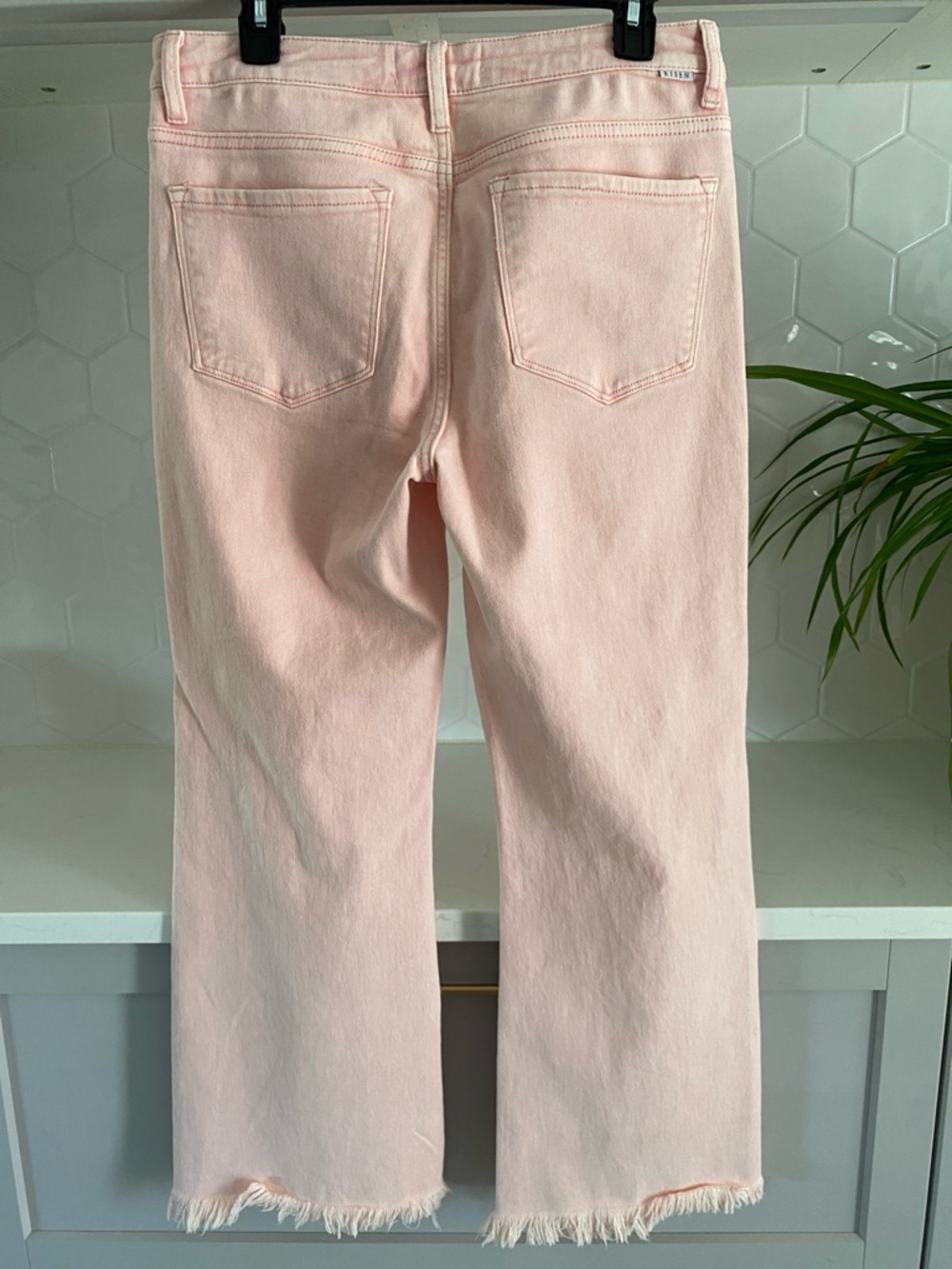 Risen Light Pink Distressed Jeans - Women's Flare, size 11/30, Like New! - Picture 4 of 8